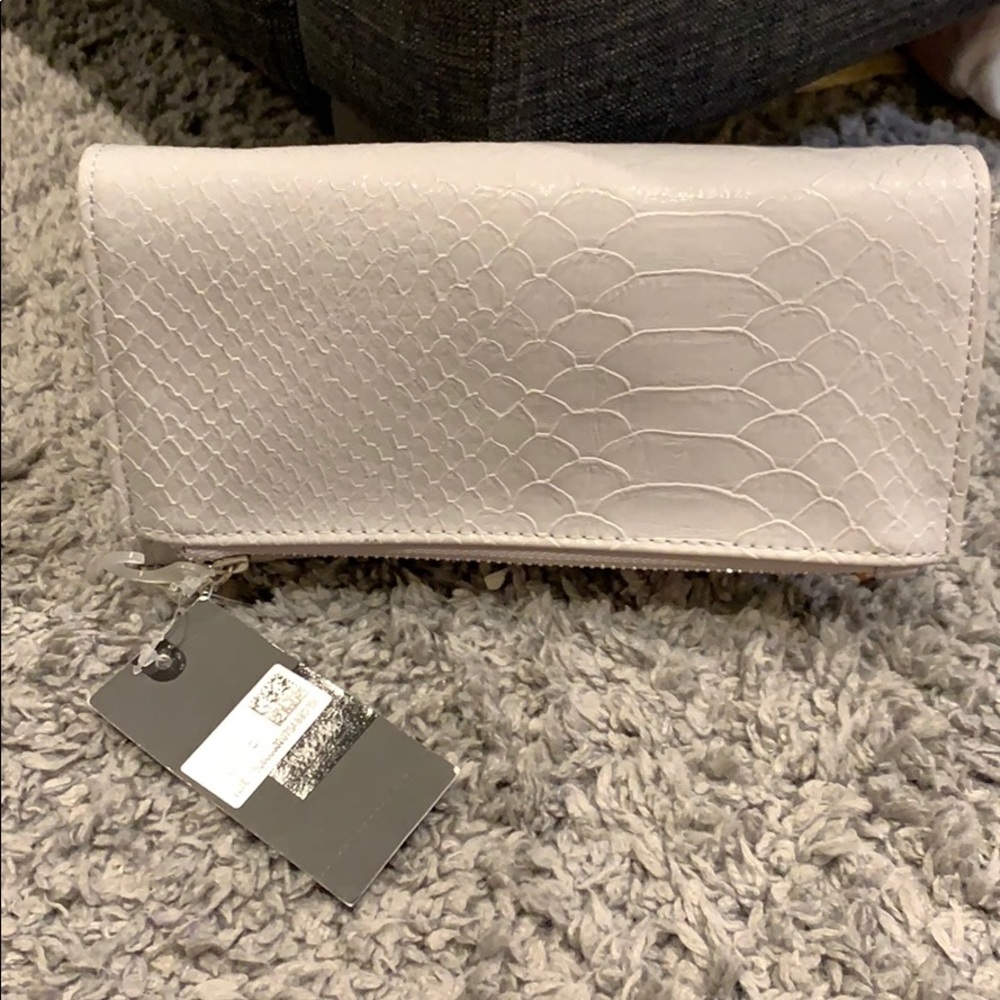 NEW Grey Faux-Snakeskin Wallet with Silver